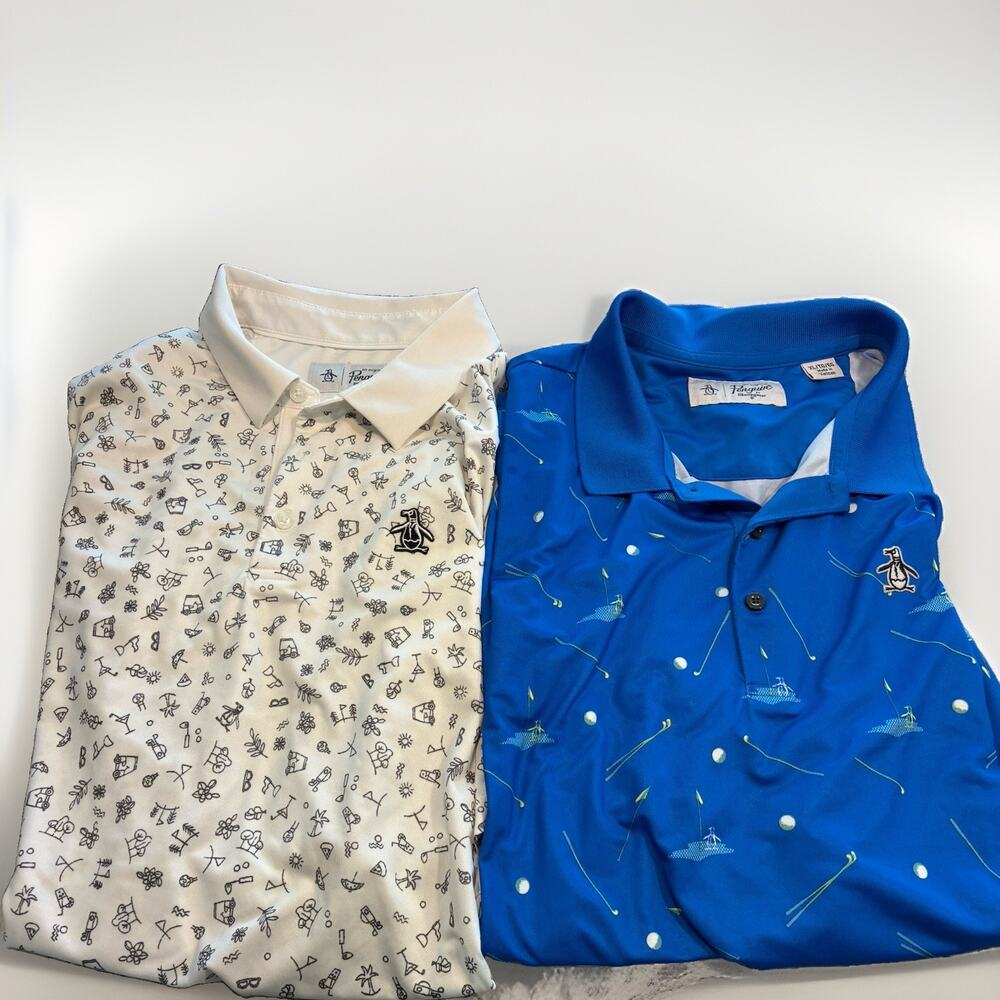 Lot of 2 Original Penguin Pete On The Green Golf Polo Short Shirt Men's XL